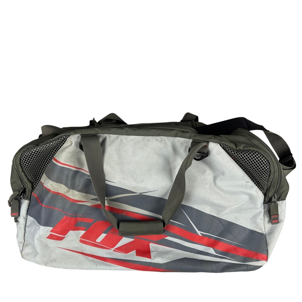Fox Racing Duffle Bag Mens Large Grey Red Racing Gear Bag Motocross SIL 75